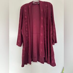 Susan Graver burgandy sequenced kimono